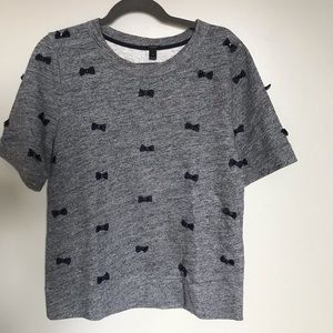 J Crew Short Sleeve Knit Top w/Crystal Bow Accent